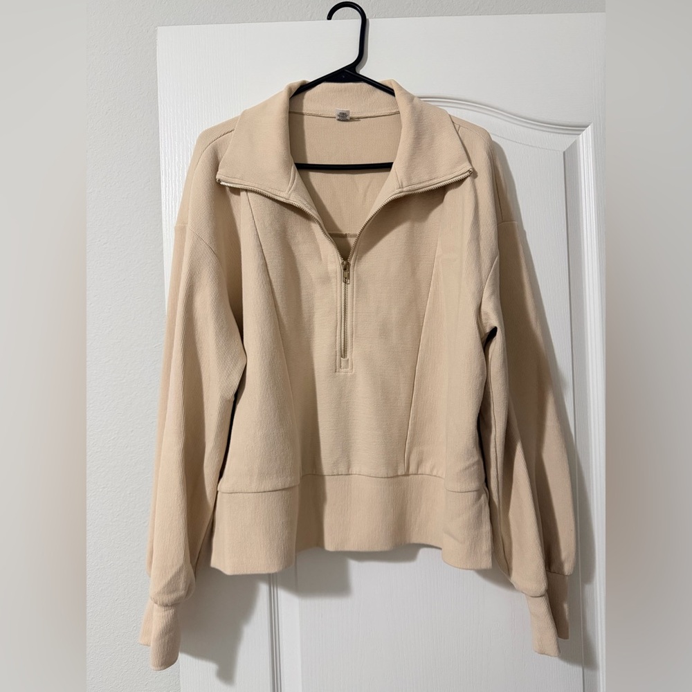 Women's Beige Quarter-Zip Jacket